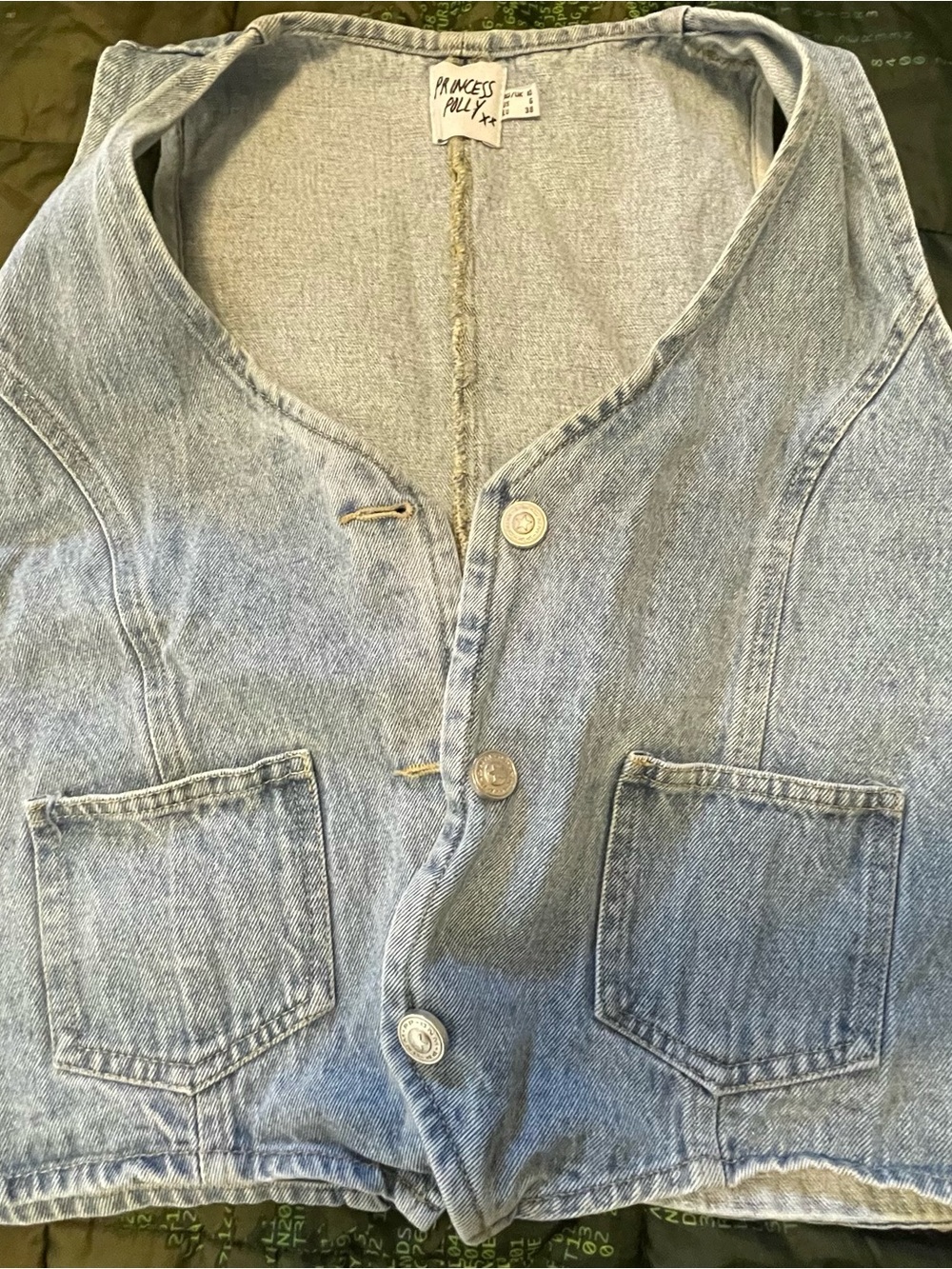 Princess Polly Light Wash Denim Vest with Front Pockets - Picture 3 of 4